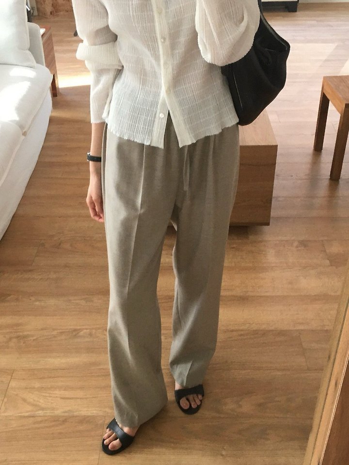 Moani - Korean Women Fashion - #momslook - Summer Wool Banded Wide Pants - 7