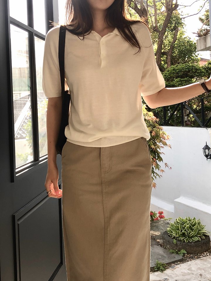 Moani - Korean Women Fashion - #momslook - Summer Silk Wool Button Collar Knit - 11