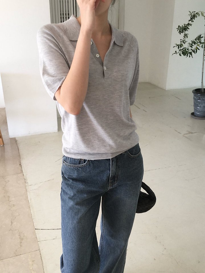 Moani - Korean Women Fashion - #momslook - Summer Silk Wool Button Collar Knit - 5