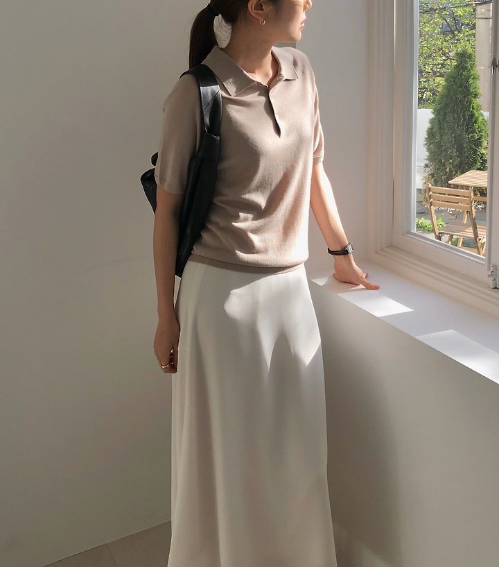 Moani - Korean Women Fashion - #momslook - Summer Silk Wool Button Collar Knit - 7