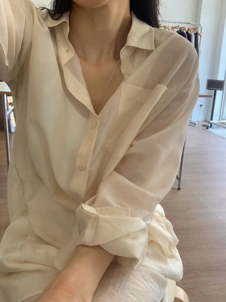 Moani - Korean Women Fashion - #womensfashion - Sheer Loose Fit Shirt - 4