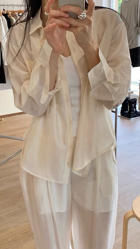 Moani - Korean Women Fashion - #momslook - Sheer Loose Fit Shirt - 6