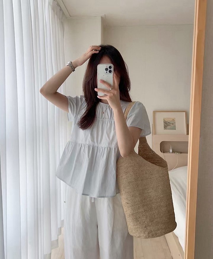 Moani - Korean Women Fashion - #momslook - Plain Shirring Blouse