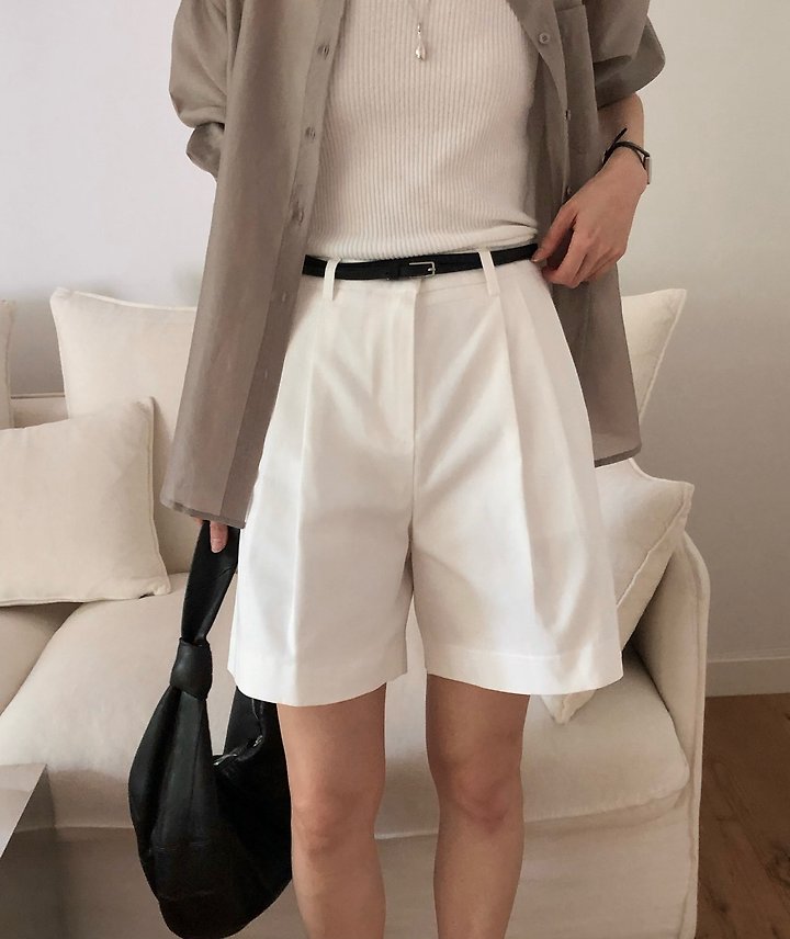 Moani - Korean Women Fashion - #momslook - Twill Cotton Pintuck Shorts - 12