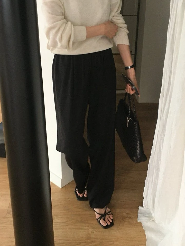 Moani - Korean Women Fashion - #shopsmall - Summer Wool Banded Wide Pants - 2