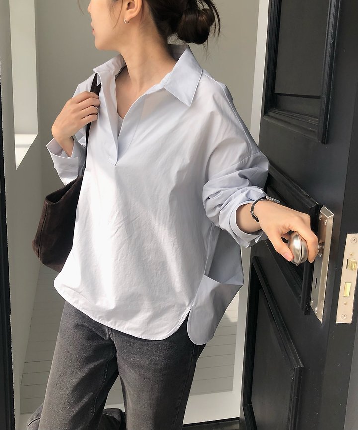 Moani - Korean Women Fashion - #shopsmall - Premium Collar Over Shirt
