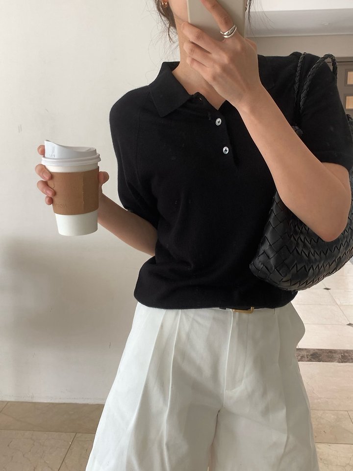 Moani - Korean Women Fashion - #thatsdarling - Summer Silkwool Button Collor Knit