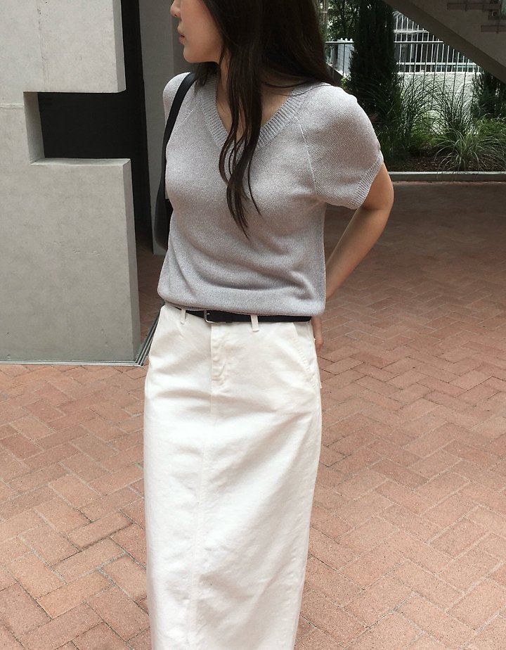 Moani - Korean Women Fashion - #thatsdarling - Linen Salt V-Neck Half Sleeve Knit - 6