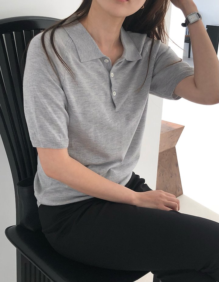 Moani - Korean Women Fashion - #womensfashion - Summer Silkwool Button Collor Knit - 6