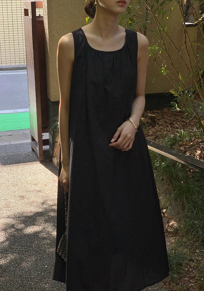 Moani - Korean Women Fashion - #womensfashion - Cotton Shirring Sleeveless One-piece - 3