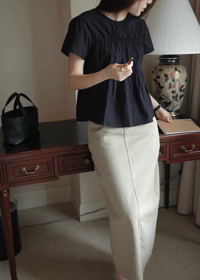 Moani - Korean Women Fashion - #womensfashion - Plain Shirring Blouse - 3