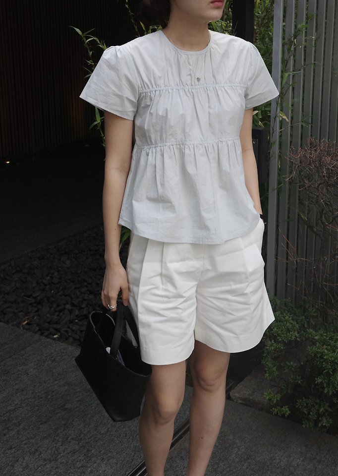 Moani - Korean Women Fashion - #womensfashion - Plain Shirring Blouse - 7