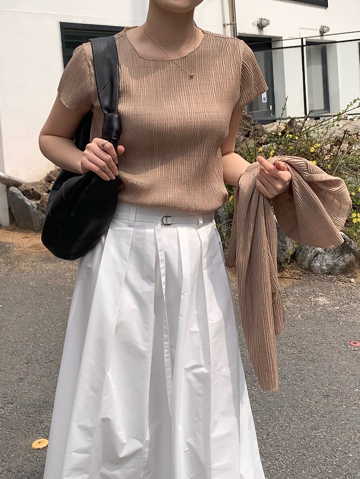 Moani - Korean Women Fashion - #womensfashion - Cotton Pleats Belted Skirt - 10