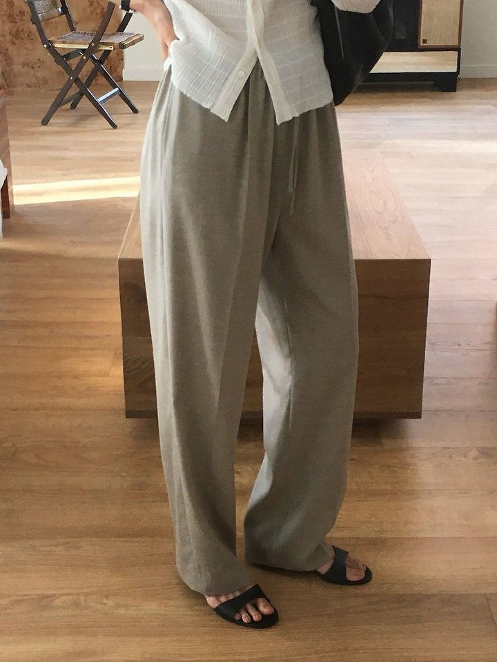 Moani - Korean Women Fashion - #womensfashion - Summer Wool Banded Wide Pants - 12