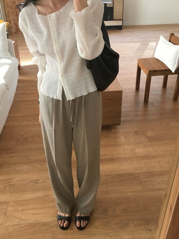 Moani - Korean Women Fashion - #womensfashion - Summer Wool Banded Wide Pants - 8