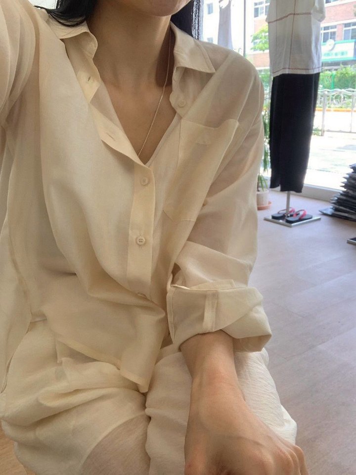 Moani - Korean Women Fashion - #womensfashion - Sheer Loose Fit Shirt - 5