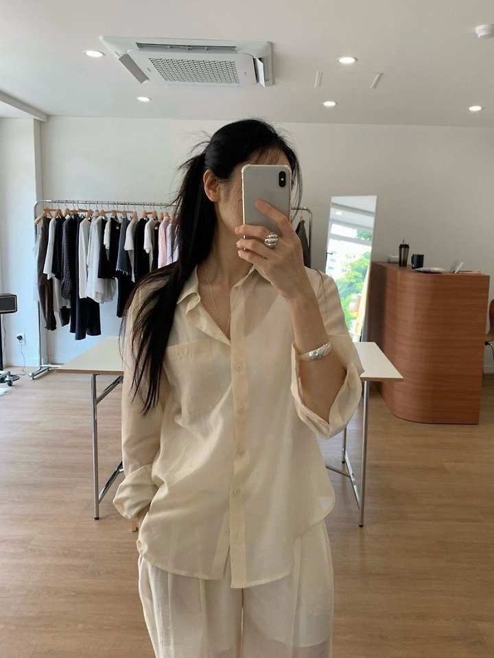 Moani - Korean Women Fashion - #womensfashion - Sheer Loose Fit Shirt - 7