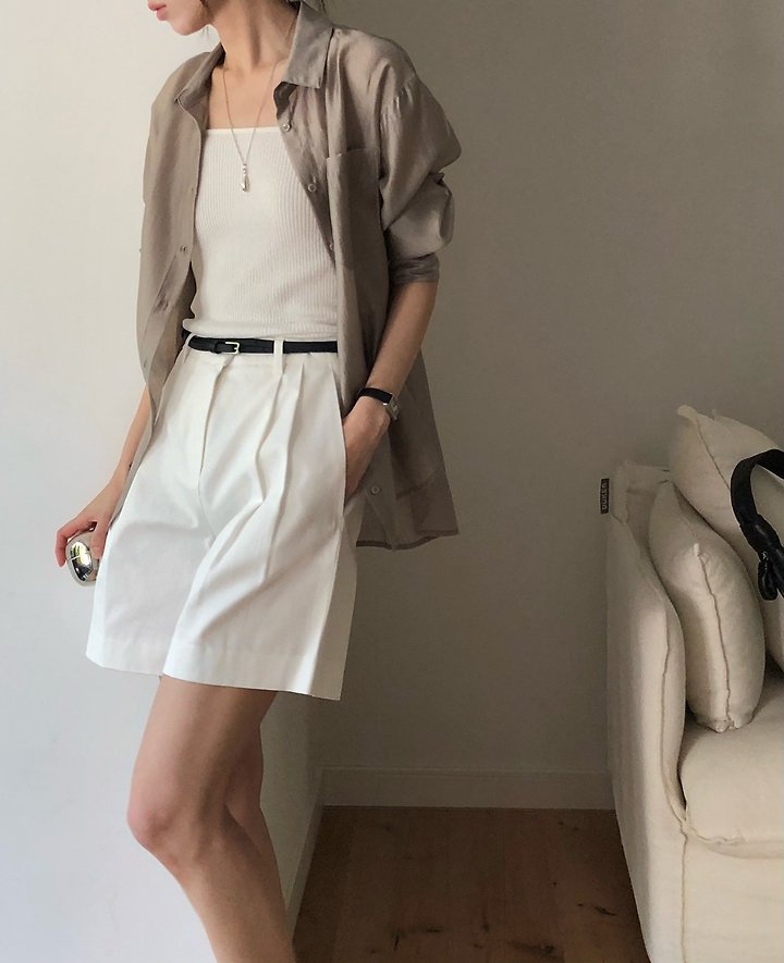 Moani - Korean Women Fashion - #womensfashion - Twill Cotton Pintuck Shorts - 9
