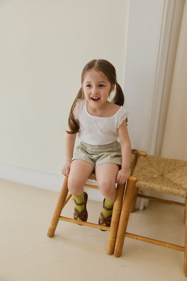 Mon Atelier - Korean Children Fashion - #kidsshorts - Eyelet Sleeveless Top - 4