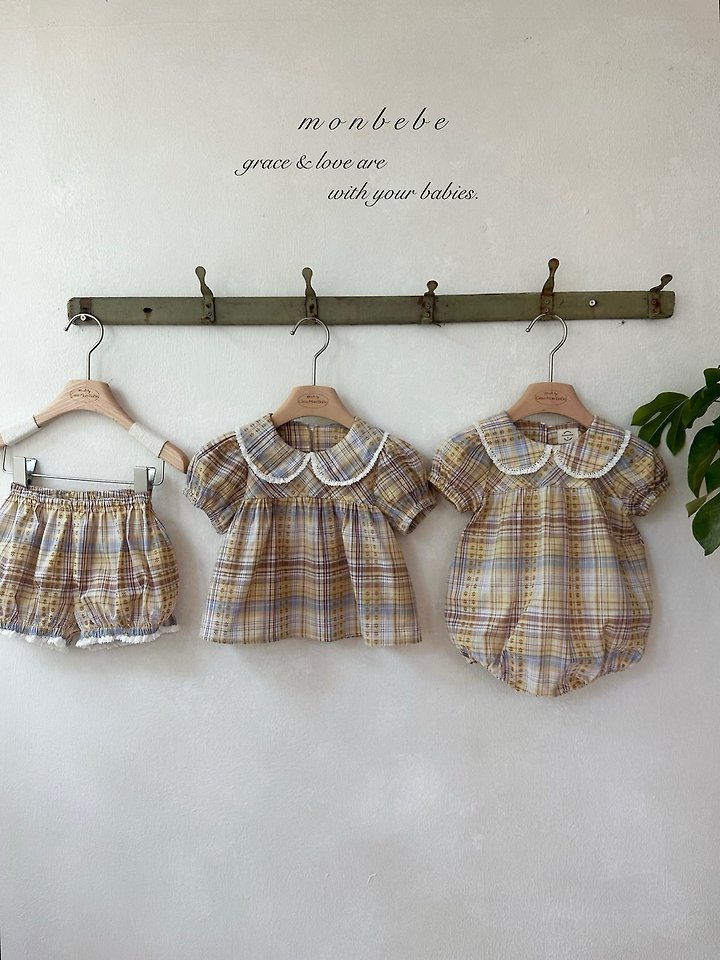 Monbebe - Korean Baby Fashion - #babyboutique - Check Peony Suit - 6