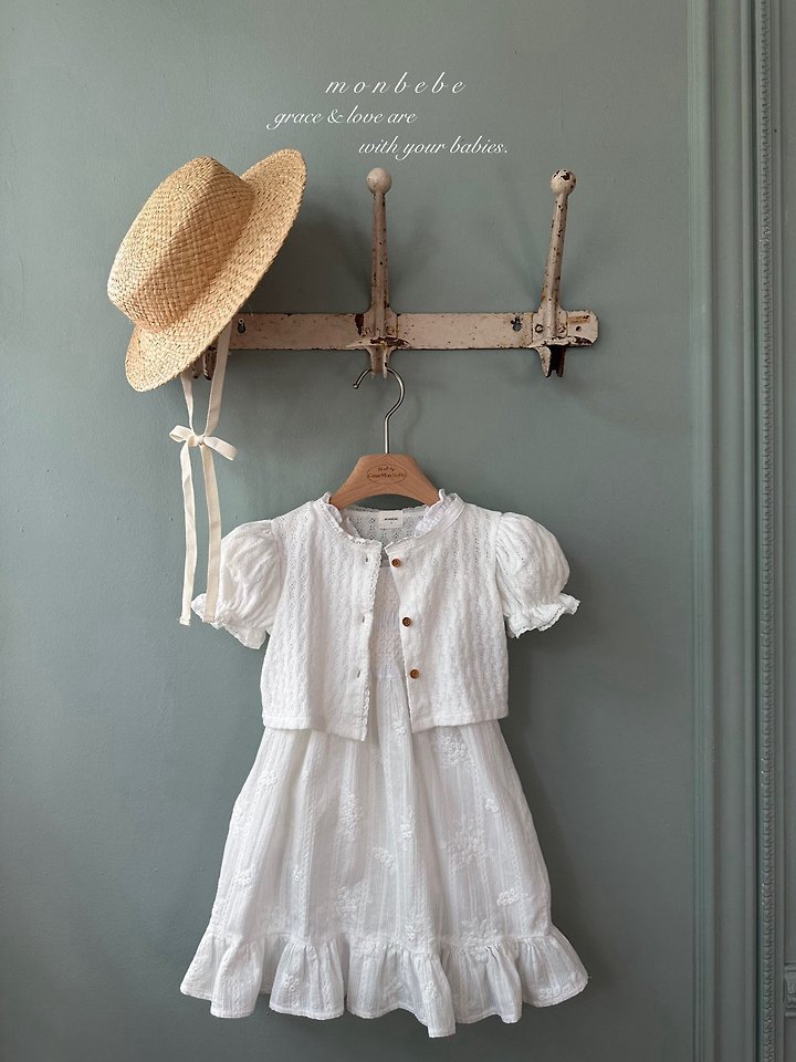 Monbebe - Korean Baby Fashion - #babyboutique - Lace Smock One-piece - 3