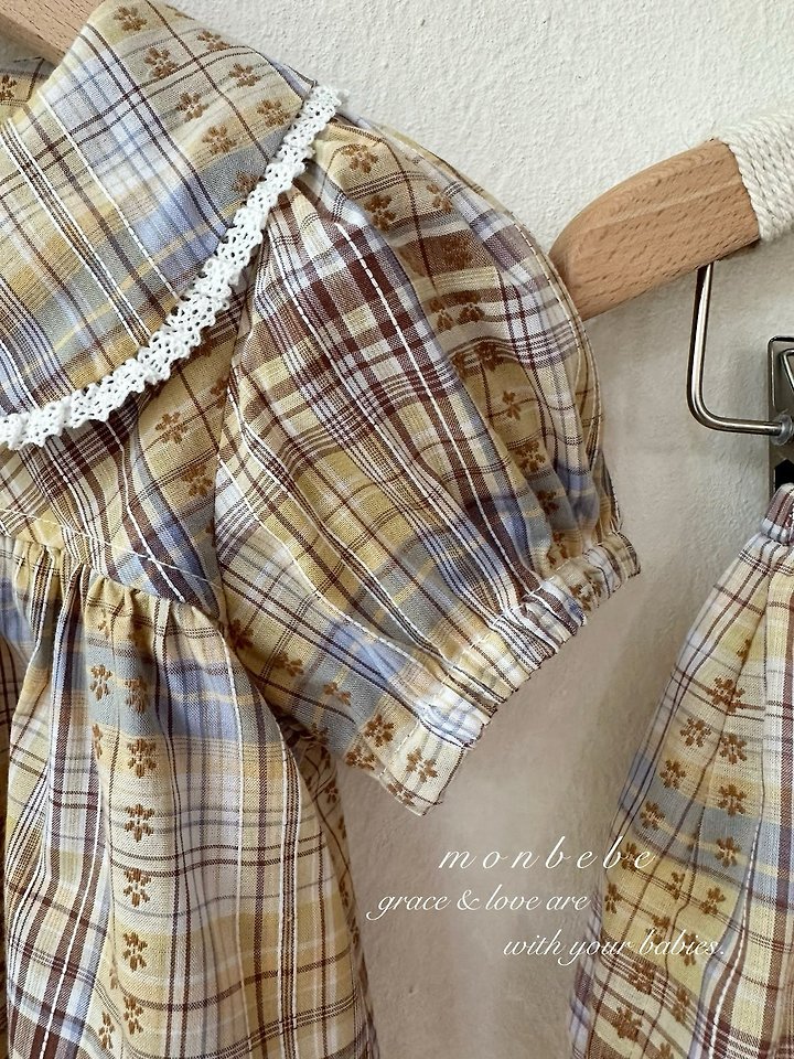 Monbebe - Korean Baby Fashion - #babyboutiqueclothing - Check Peony Suit - 7