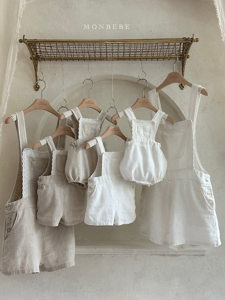 Monbebe - Korean Baby Fashion - #babyboutiqueclothing - Pure Linen Suspender Pants Kids - 12