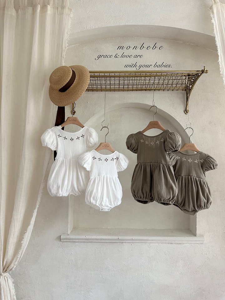 Monbebe - Korean Baby Fashion - #babyboutiqueclothing - Leah Embroidery Suit - 4