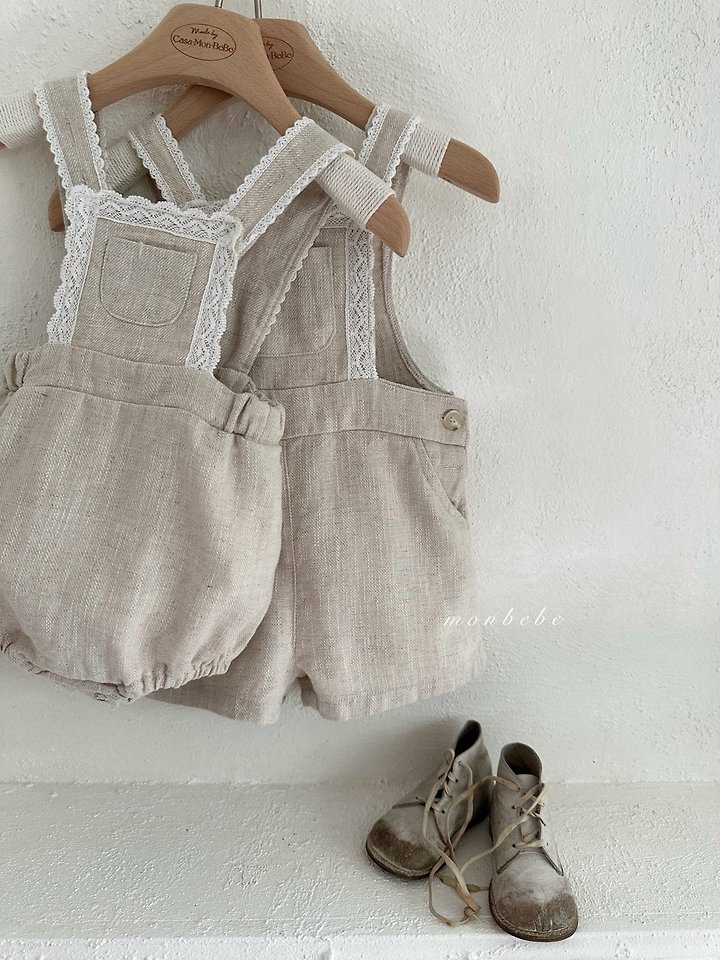 Monbebe - Korean Baby Fashion - #babyclothing - Pure Linen Suspender Suit - 12