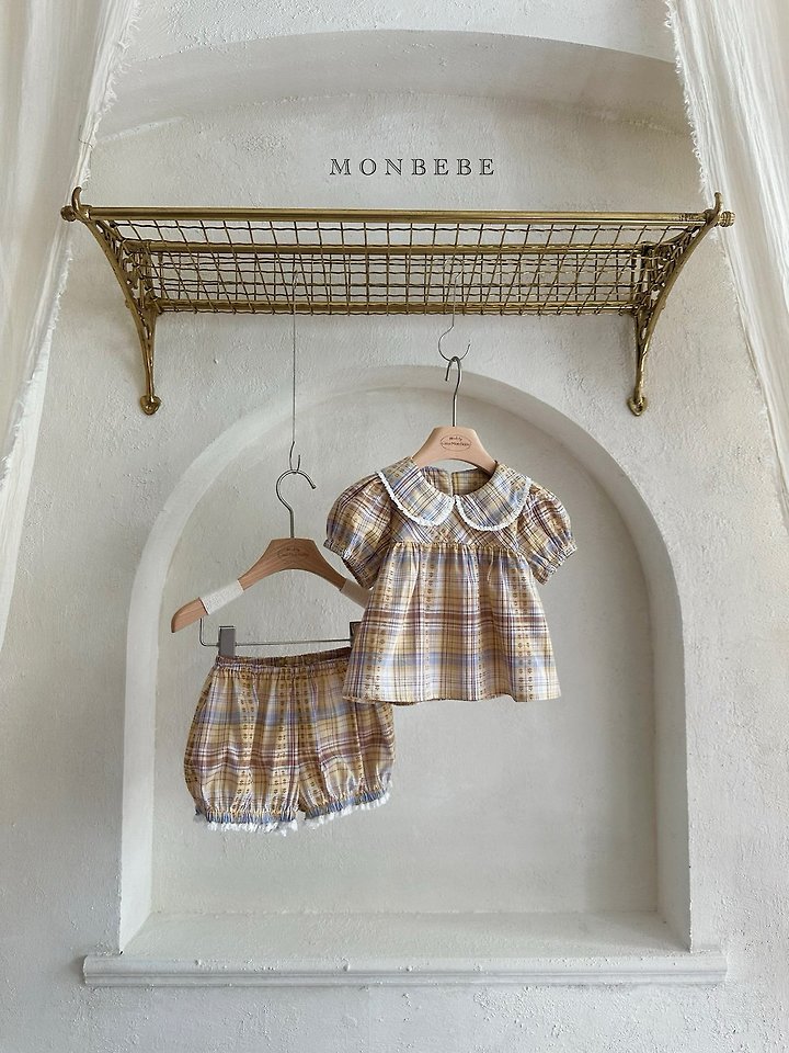 Monbebe - Korean Baby Fashion - #babygirlfashion - Check Peony Balloon Shorts - 12