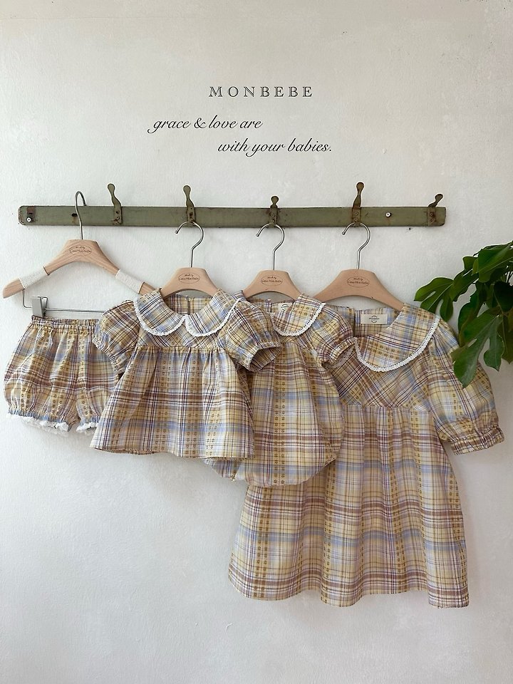 Monbebe - Korean Baby Fashion - #babygirlfashion - Check Peony Suit - 11