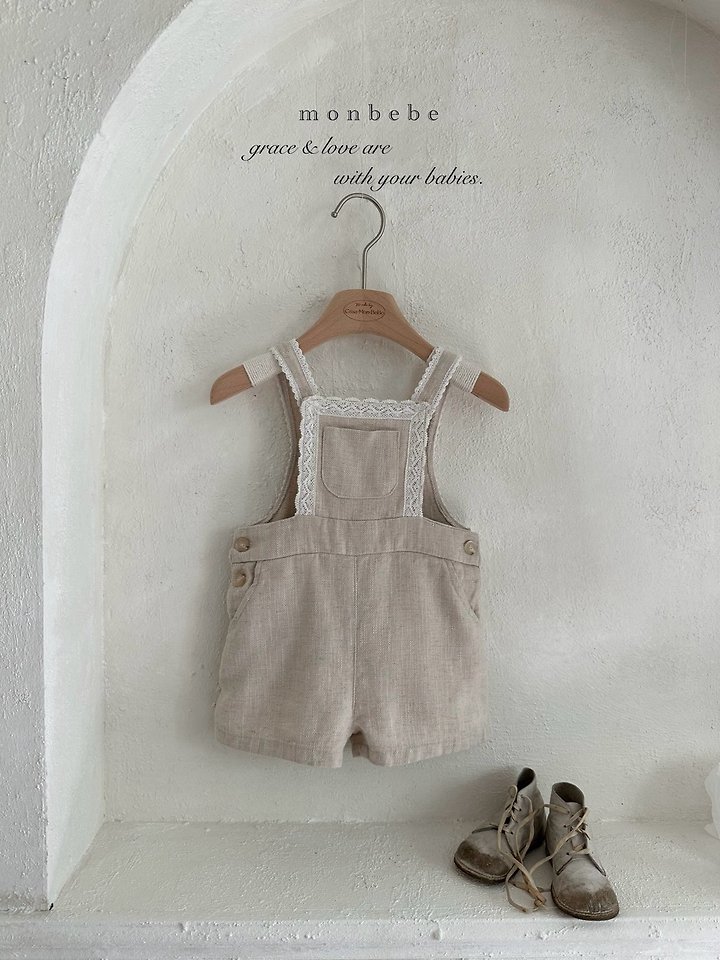 Monbebe - Korean Baby Fashion - #babygirlfashion - Pure Linen Suspender Pants Kids