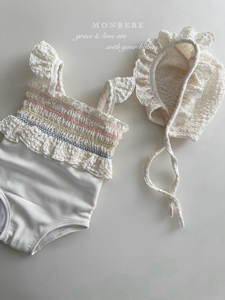 Monbebe - Korean Baby Fashion - #babygirlfashion - Spinkle Swimsuit (with Bonnet) - 2