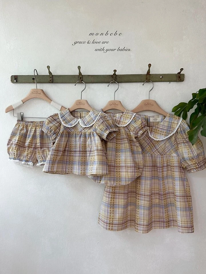 Monbebe - Korean Baby Fashion - #babylifestyle - Check Peony Suit - 12