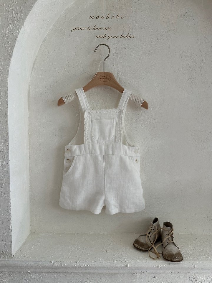 Monbebe - Korean Baby Fashion - #babylifestyle - Pure Linen Suspender Pants Kids - 2