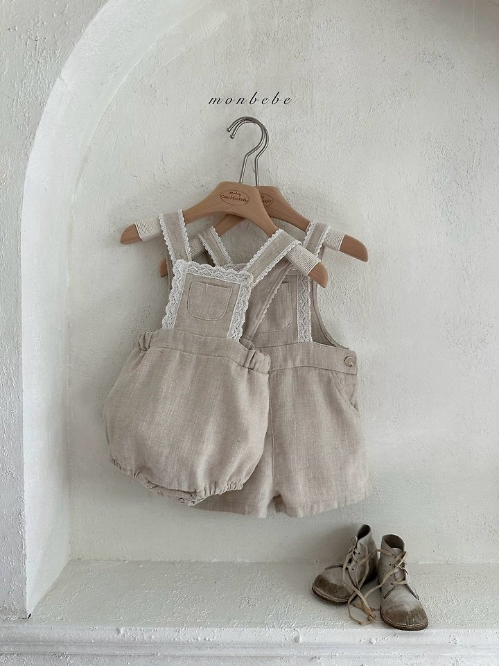 Monbebe - Korean Baby Fashion - #babylifestyle - Pure Linen Suspender Suit