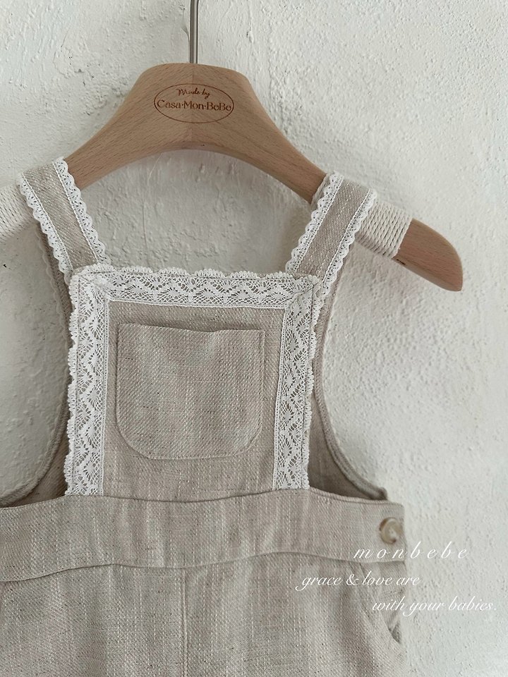 Monbebe - Korean Baby Fashion - #babyoninstagram - Pure Linen Suspender Pants Kids - 3
