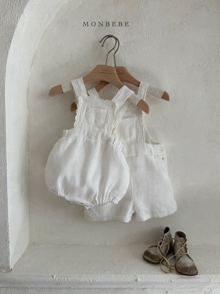 Monbebe - Korean Baby Fashion - #babyoninstagram - Pure Linen Suspender Suit - 2