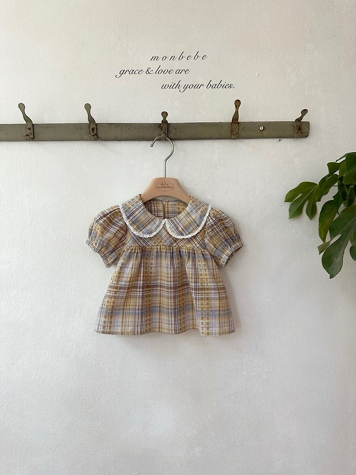 Monbebe - Korean Baby Fashion - #babyootd - Check Peony Blouse