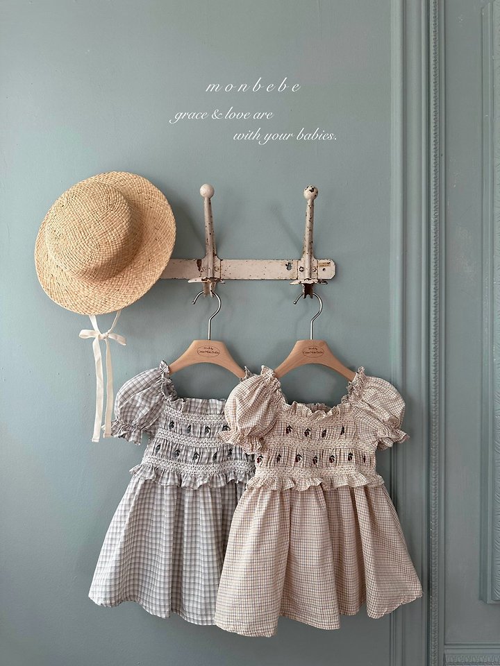 Monbebe - Korean Baby Fashion - #babyootd - Cherry Embroidery One-piece
