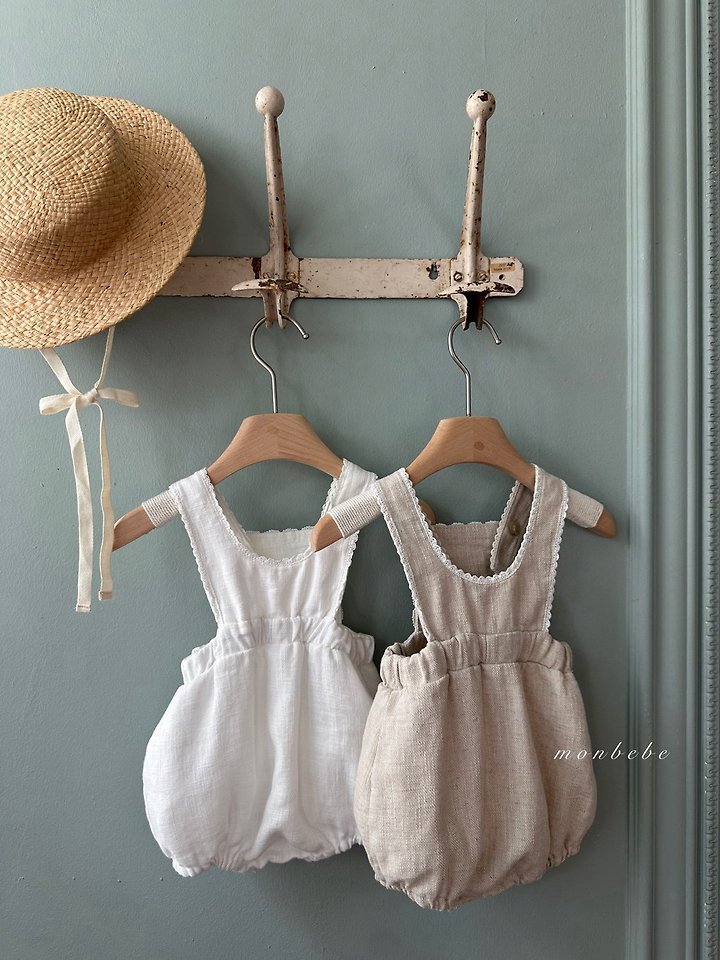 Monbebe - Korean Baby Fashion - #babyootd - Pure Linen Suspender Suit - 3