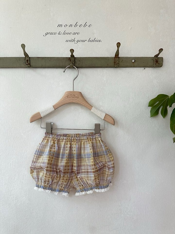 Monbebe - Korean Baby Fashion - #babyoutfit - Check Peony Balloon Shorts