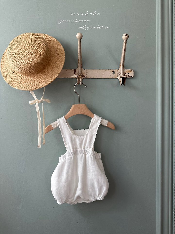Monbebe - Korean Baby Fashion - #babyootd - Pure Linen Suspender Suit - 4
