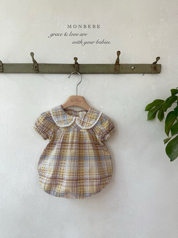 Monbebe - Korean Baby Fashion - #babywear - Check Peony Suit - 2