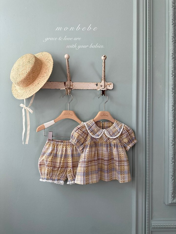 Monbebe - Korean Baby Fashion - #onlinebabyboutique - Check Peony Blouse - 5