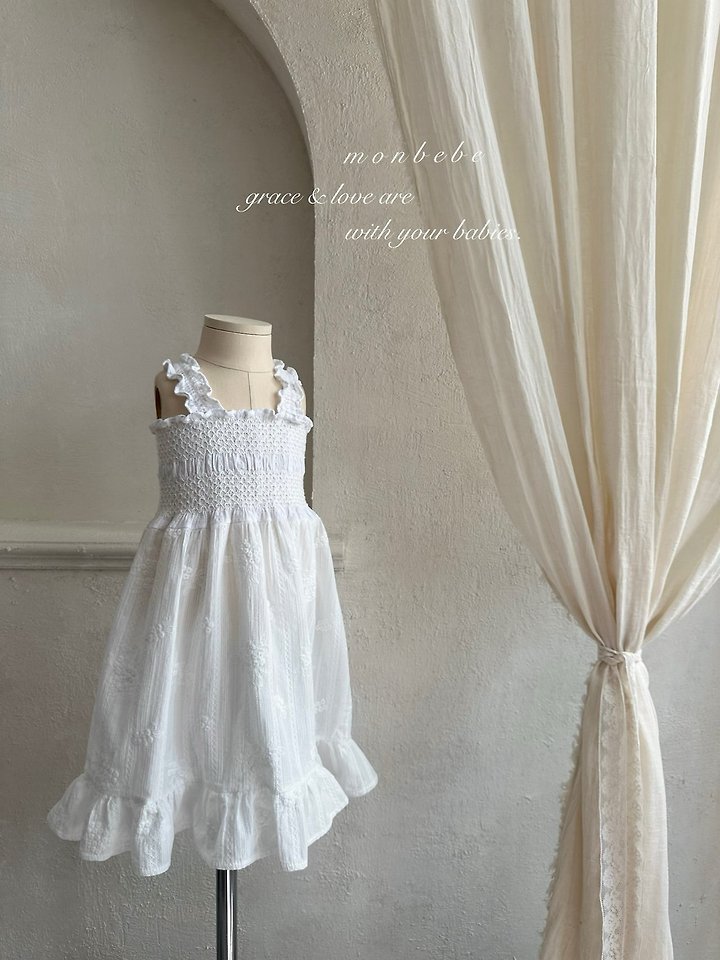 Monbebe - Korean Baby Fashion - #onlinebabyboutique - Lace Smock One-piece
