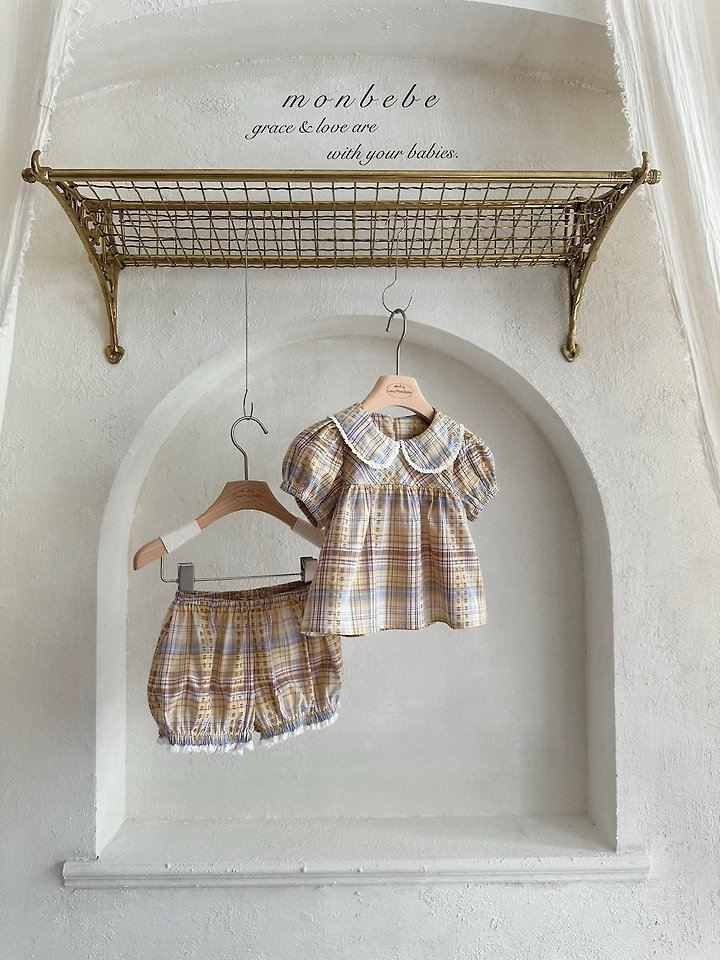 Monbebe - Korean Baby Fashion - #onlinebabyshop - Check Peony Blouse - 6