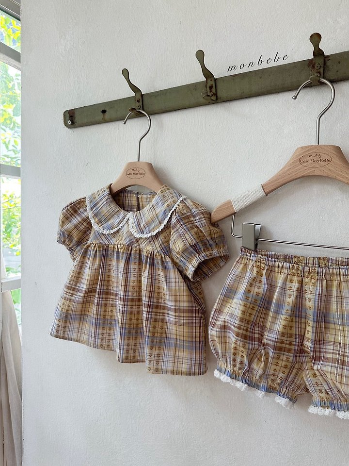 Monbebe - Korean Baby Fashion - #onlinebabyshop - Check Peony Balloon Shorts - 5