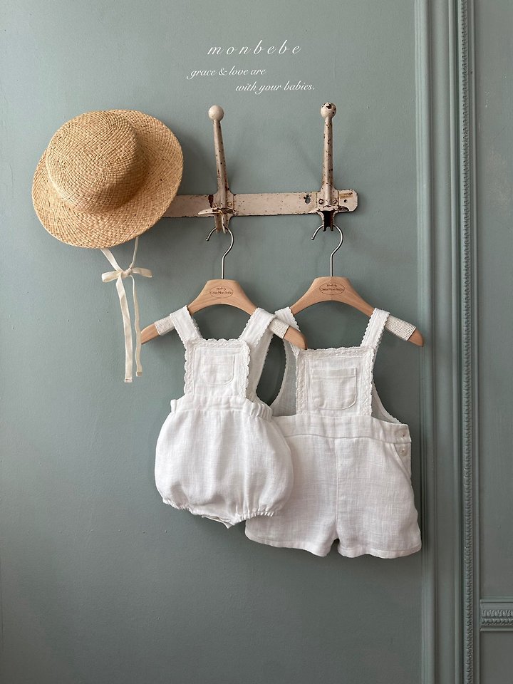 Monbebe - Korean Baby Fashion - #smilingbaby - Pure Linen Suspender Suit - 9