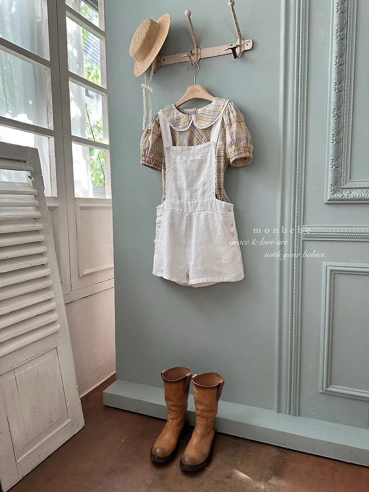 Monbebe - Korean Women Fashion - #restrostyle - Pure Linen Suspender Pants (Adult) - 2